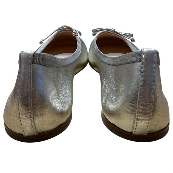 New AGL Silver Metallic Leather Round Toe Ballet Flats‎ Shoes Size 39.5 - Picture 6 of 11